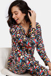 Zivame Color Me Happy Knit Poly Pyjama Set - Moonless Night — thumbnail 4